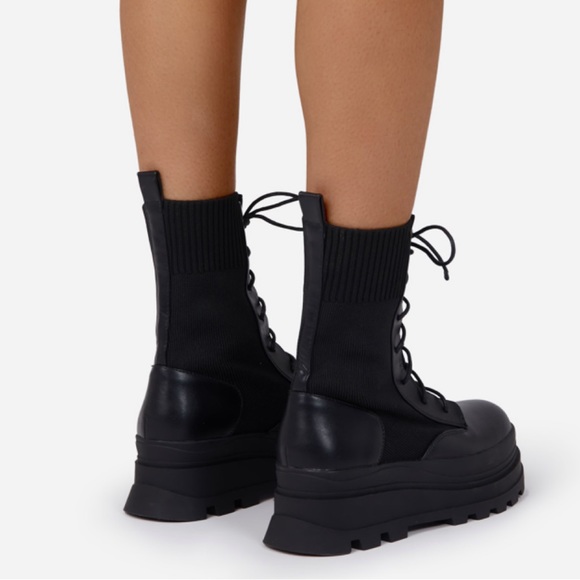 BLACK KNITTED CHUNKY BIKER BOOT - Picture 5 of 6